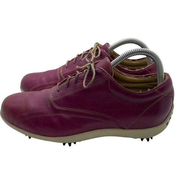 Footjoy LoPro Women's Maroon Red Leather Lace Up Golf Shoes Cleats US 9M 97028 - Picture 2 of 10